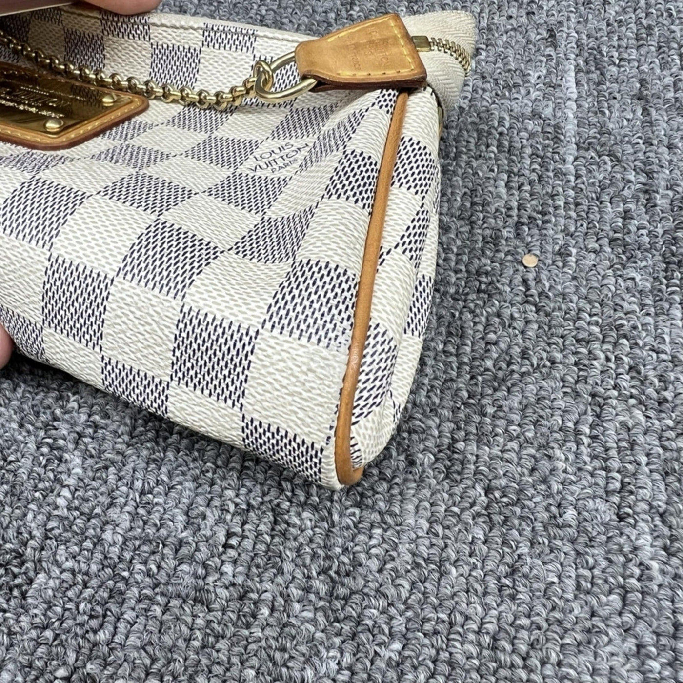 100% Authentic Louis Vuitton Eva White Damier Azur Canvas Shoulder Bag - Luxury Cheaper LLC