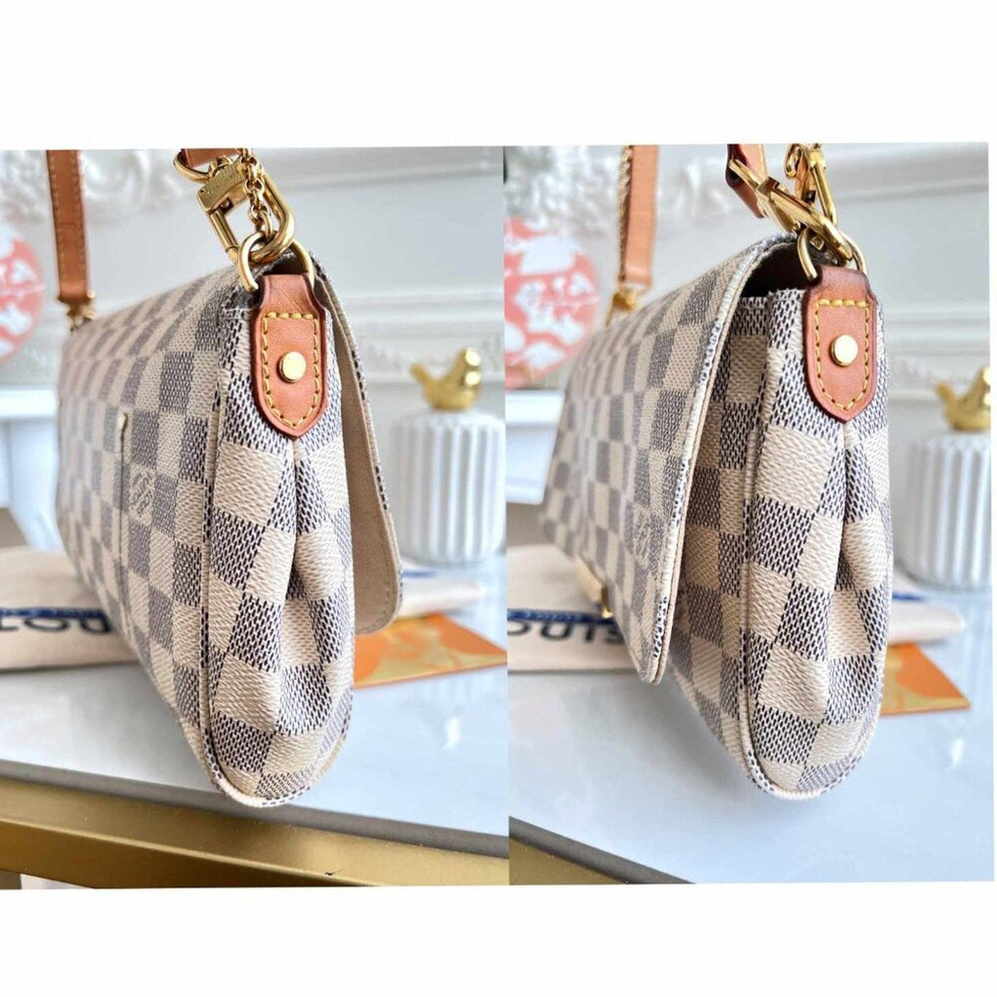 100% Authentic Louis Vuitton Favorite MM Azue Damier Crossbody Clutch Bag DU1107 - Luxury Cheaper LLC