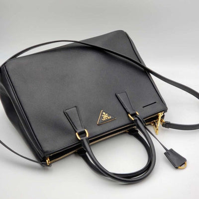 100% Authentic Prada Galleria Black Leather Shoulder Bag - Luxury Cheaper LLC