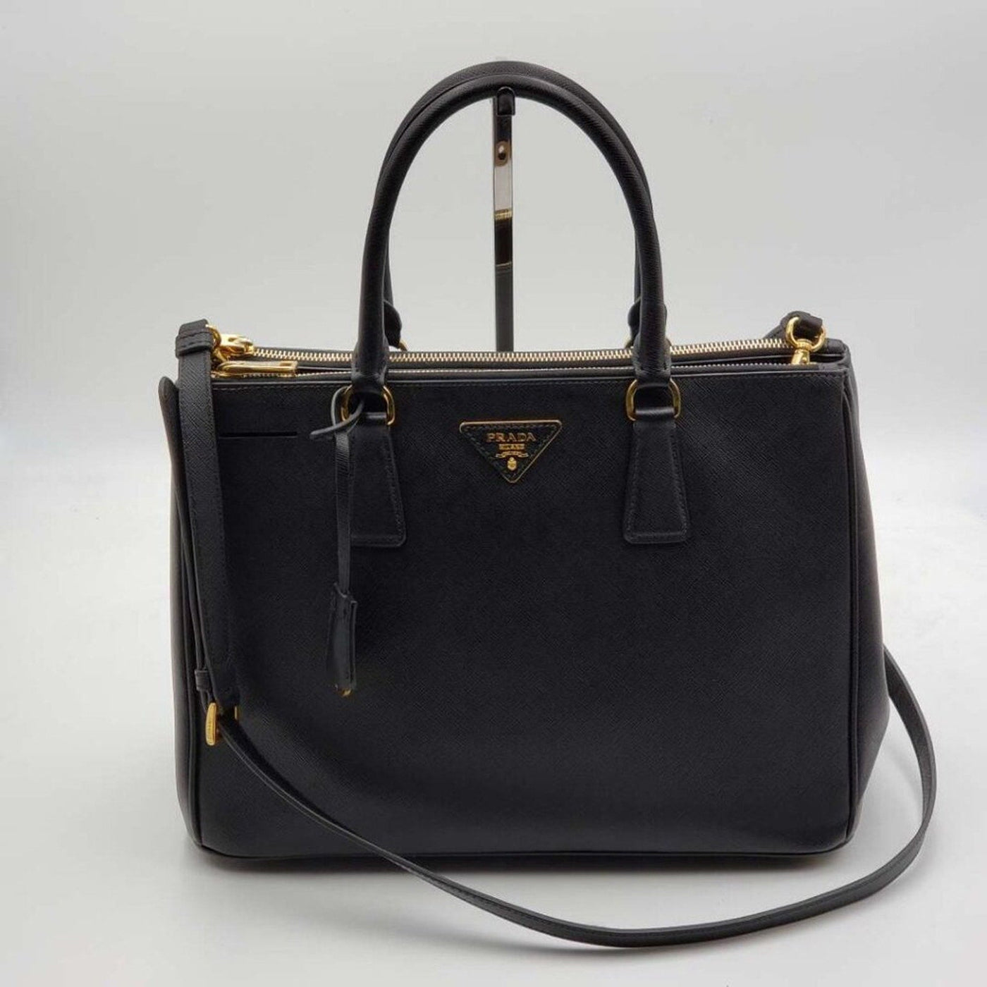 100% Authentic Prada Galleria Black Leather Shoulder Bag - Luxury Cheaper LLC