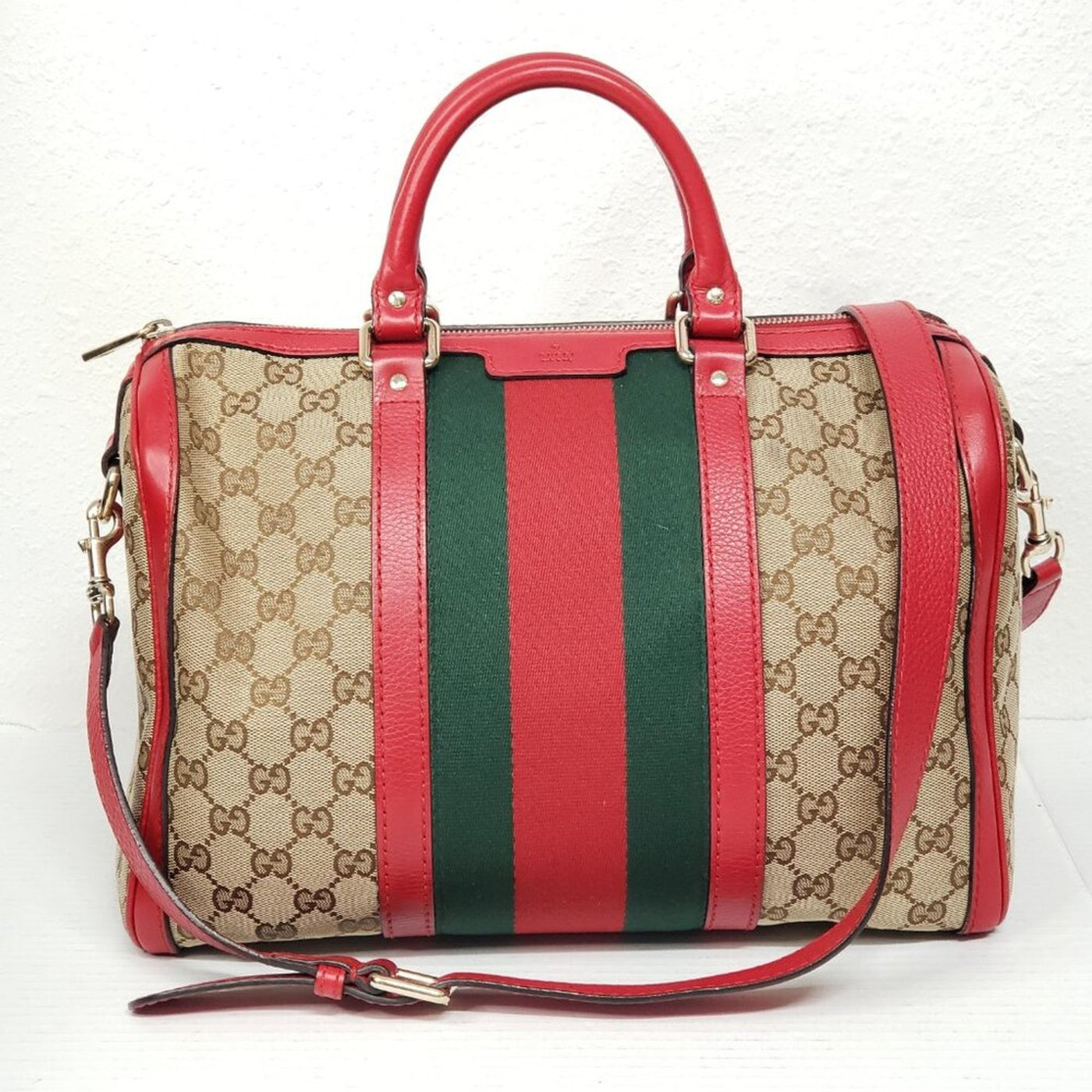 Gucci Boston Medium Canvas Crossbody and Shoulder Bag 650-092625