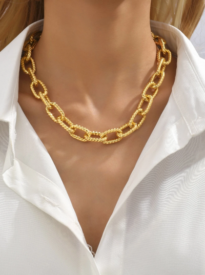 Minimalist Chain Necklace Yellow Gold Color