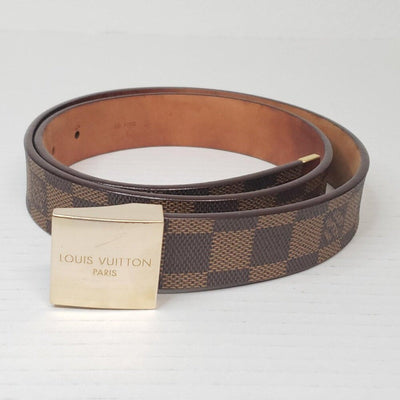 Authentic Louis Vuitton Brown Gold Checkered Damier Ebene Belt lux170 - 092225 - Luxury Cheaper LLC