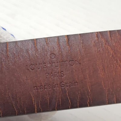 Authentic Louis Vuitton Brown Gold Checkered Damier Ebene Belt lux170 - 092225 - Luxury Cheaper LLC