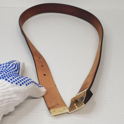 Authentic Louis Vuitton Brown Gold Checkered Damier Ebene Belt lux170 - 092225 - Luxury Cheaper LLC