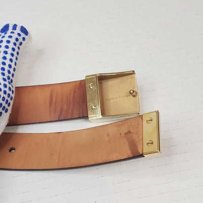 Authentic Louis Vuitton Brown Gold Checkered Damier Ebene Belt lux170 - 092225 - Luxury Cheaper LLC