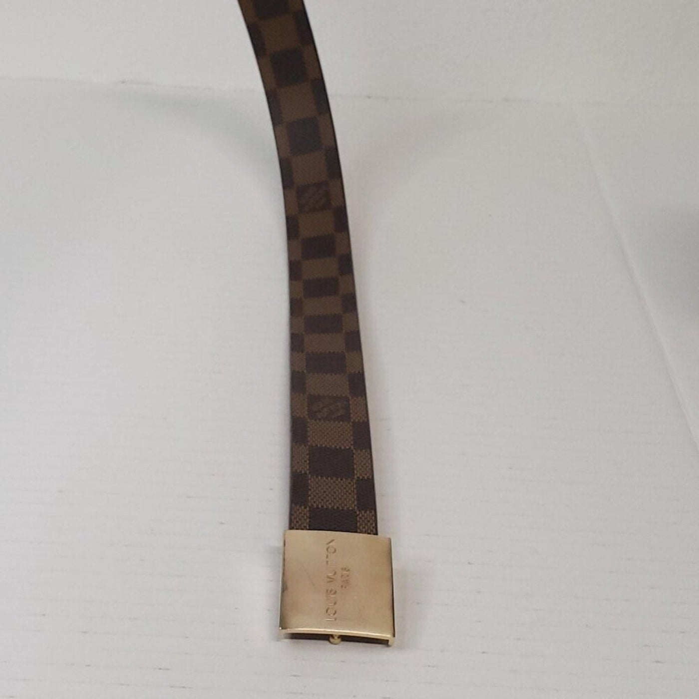 Authentic Louis Vuitton Brown Gold Checkered Damier Ebene Belt lux170 - 092225 - Luxury Cheaper LLC