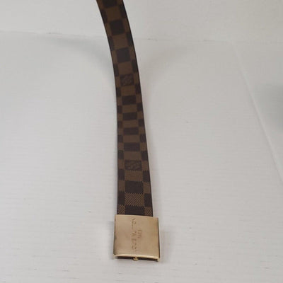 Authentic Louis Vuitton Brown Gold Checkered Damier Ebene Belt lux170 - 092225 - Luxury Cheaper LLC
