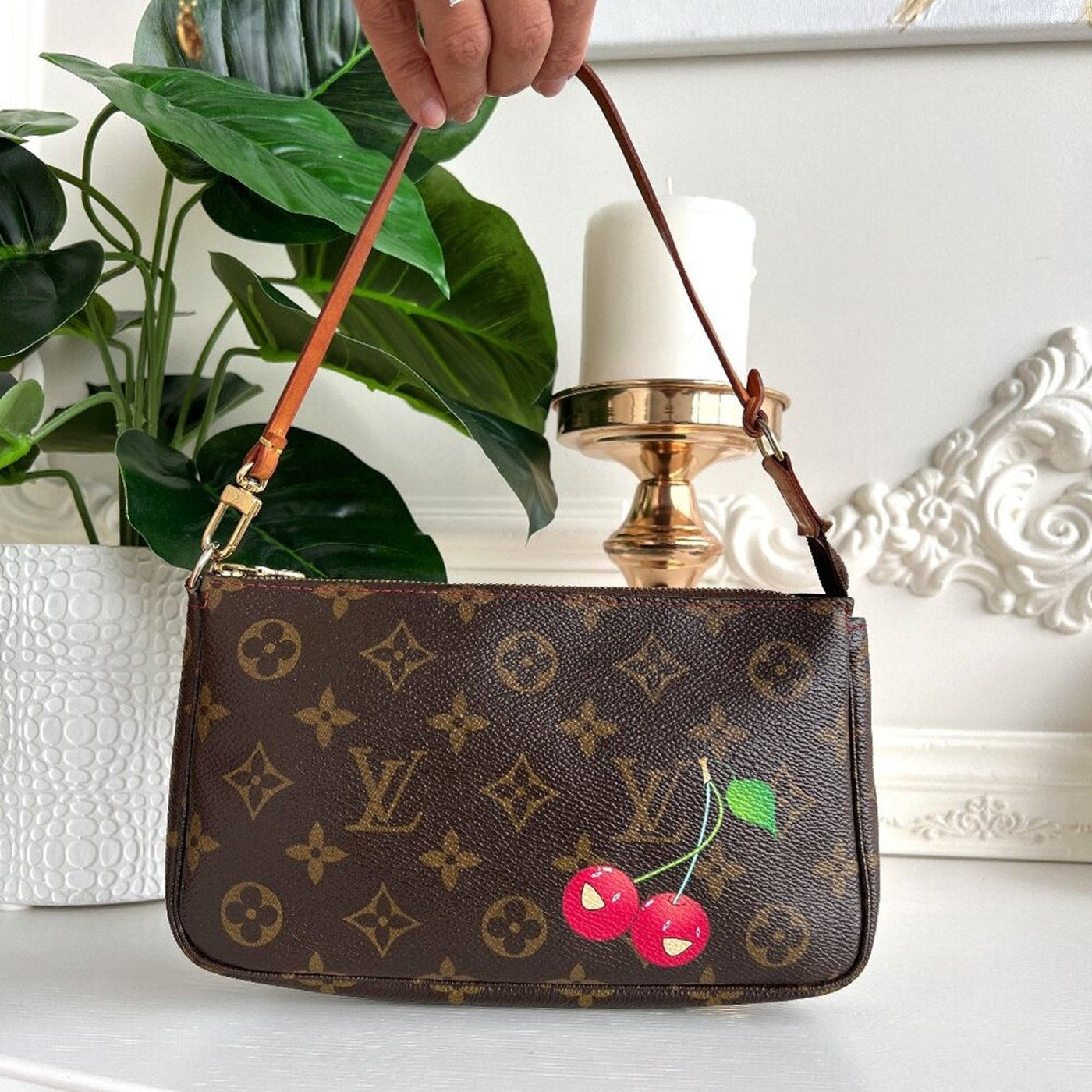 Authentic Louis Vuitton Clutch Pouch Pochette Cherry Monogram Purse Accessories - Luxury Cheaper LLC