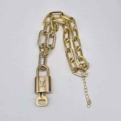 Authentic Louis Vuitton Lock & Key w/ Unbranded Gold Plated Gold Chain Necklace - Luxury Cheaper LLC
