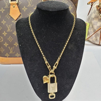 Authentic Louis Vuitton Lock & Key w/ Unbranded Gold Plated Gold Chain Necklace - Luxury Cheaper LLC