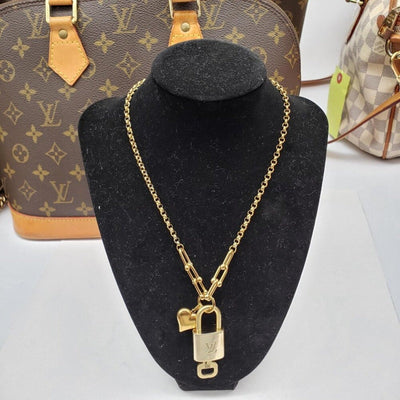 Authentic Louis Vuitton Lock & Key w/ Unbranded Gold Plated Gold Chain Necklace - Luxury Cheaper LLC