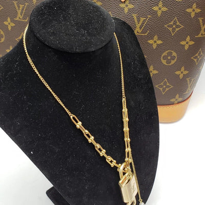 Authentic Louis Vuitton Lock & Key w/ Unbranded Gold Plated Gold Chain Necklace - Luxury Cheaper LLC