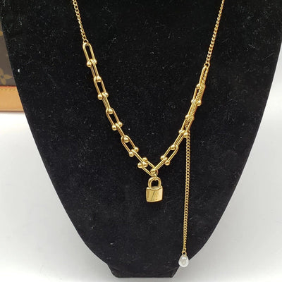 Authentic Louis Vuitton Lock & Key w/ Unbranded Gold Plated Gold Chain Necklace - Luxury Cheaper LLC