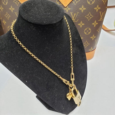 Authentic Louis Vuitton Lock & Key w/ Unbranded Gold Plated Gold Chain Necklace - Luxury Cheaper LLC