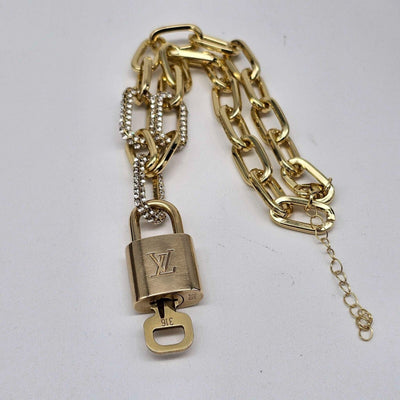Authentic Louis Vuitton Lock & Key w/ Unbranded Gold Plated Gold Chain Necklace - Luxury Cheaper LLC