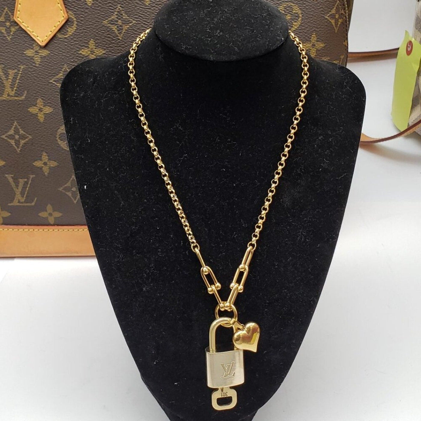 Authentic Louis Vuitton Lock & Key w/ Unbranded Gold Plated Gold Chain Necklace - Luxury Cheaper LLC