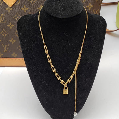 Authentic Louis Vuitton Lock & Key w/ Unbranded Gold Plated Gold Chain Necklace - Luxury Cheaper LLC