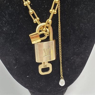 Authentic Louis Vuitton Lock & Key w/ Unbranded Gold Plated Gold Chain Necklace - Luxury Cheaper LLC