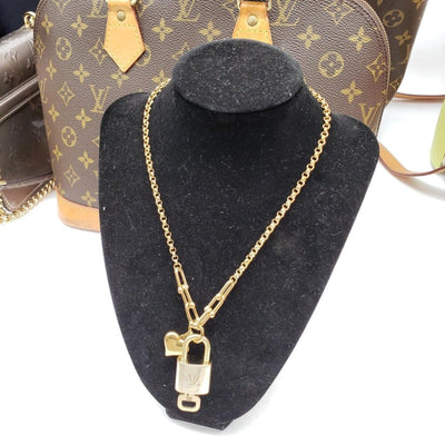 Authentic Louis Vuitton Lock & Key w/ Unbranded Gold Plated Gold Chain Necklace - Luxury Cheaper LLC