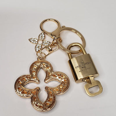 Authentic Louis Vuitton Lock & Key with Unbranded Flower Charm, Keychain 100725 - Luxury Cheaper LLC