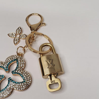 Authentic Louis Vuitton Lock & Key with Unbranded Flower Charm, Keychain 100725 - Luxury Cheaper LLC