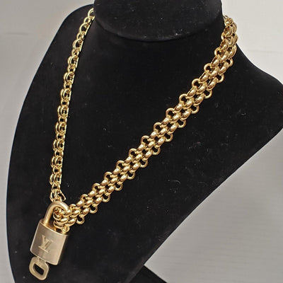 Authentic Louis Vuitton Lock & Key with Unbranded Stainless Steel Chain - Luxury Cheaper LLC