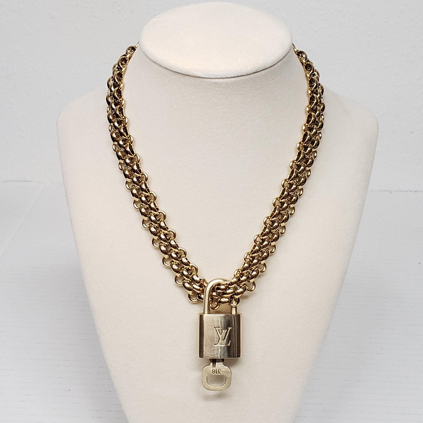 Authentic Louis Vuitton Lock & Key with Unbranded Stainless Steel Chain - Luxury Cheaper LLC