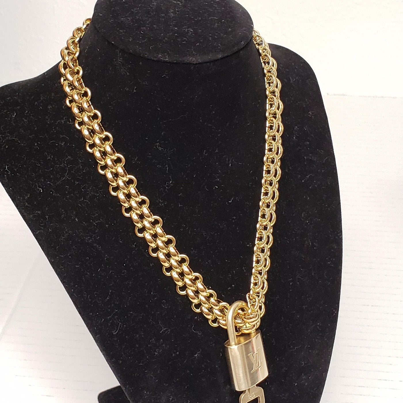 Authentic Louis Vuitton Lock & Key with Unbranded Stainless Steel Chain - Luxury Cheaper LLC