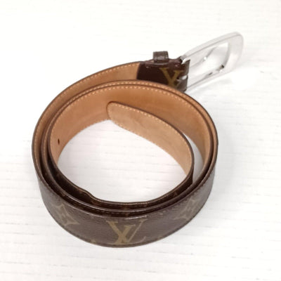 Authentic Louis Vuitton Silver Brown Monogram Belt Unisex lux228 - 092225 - Luxury Cheaper LLC