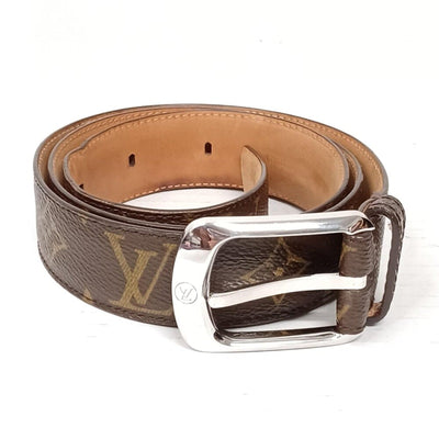 Authentic Louis Vuitton Silver Brown Monogram Belt Unisex lux228 - 092225 - Luxury Cheaper LLC