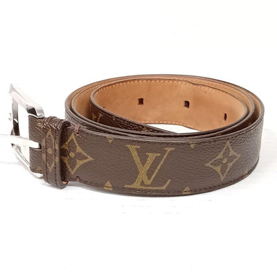 Authentic Louis Vuitton Silver Brown Monogram Belt Unisex lux228 - 092225 - Luxury Cheaper LLC