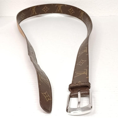 Authentic Louis Vuitton Silver Brown Monogram Belt Unisex lux228 - 092225 - Luxury Cheaper LLC