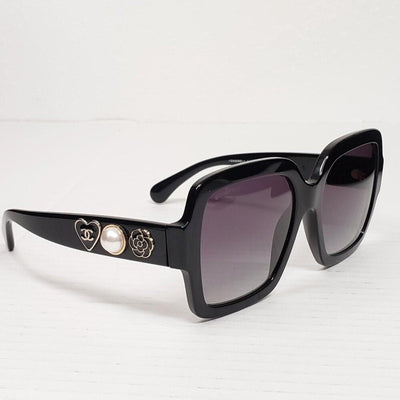Chanel Acetate Charms Pearl Square Sunglasses 5479 - A Black Gold - Luxury Cheaper LLC