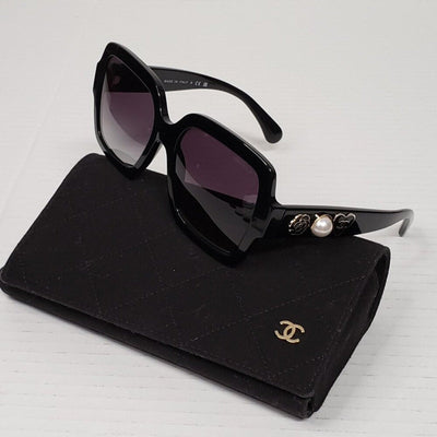 Chanel Acetate Charms Pearl Square Sunglasses 5479 - A Black Gold - Luxury Cheaper LLC