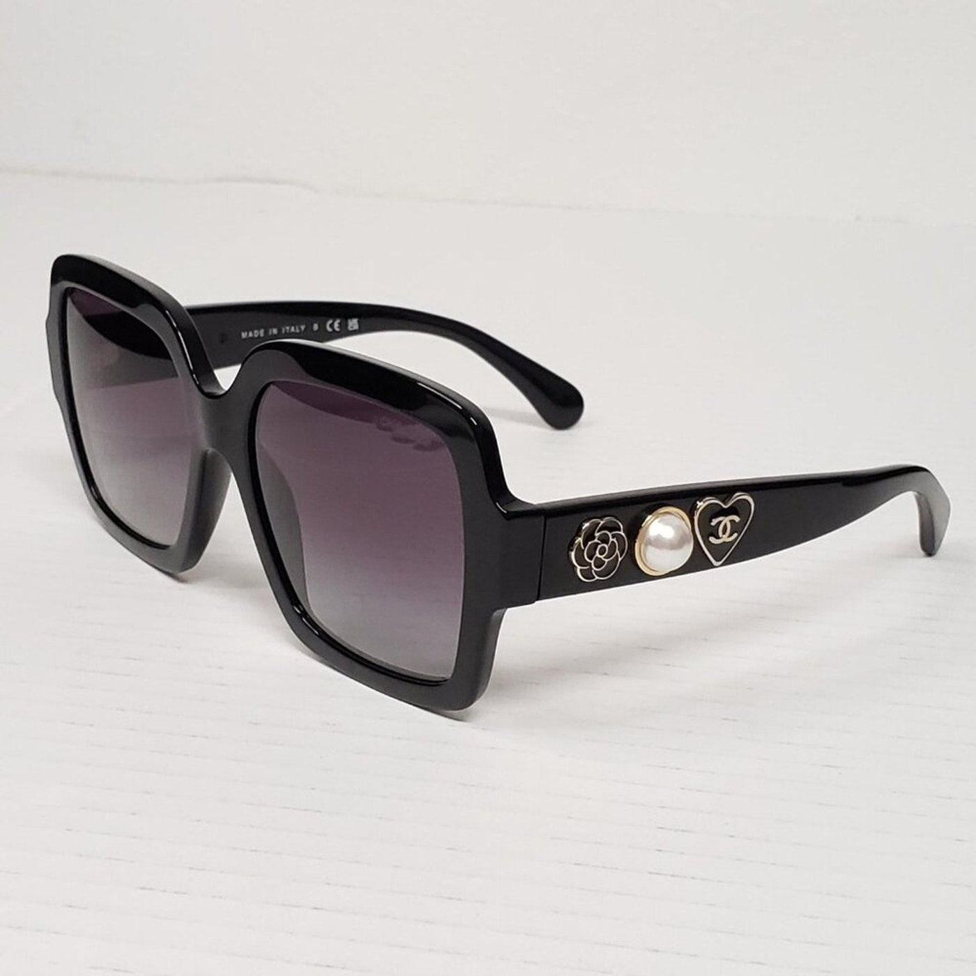 Chanel Acetate Charms Pearl Square Sunglasses 5479 - A Black Gold - Luxury Cheaper LLC