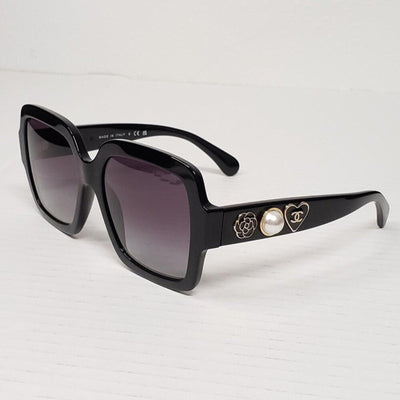 Chanel Acetate Charms Pearl Square Sunglasses 5479 - A Black Gold - Luxury Cheaper LLC