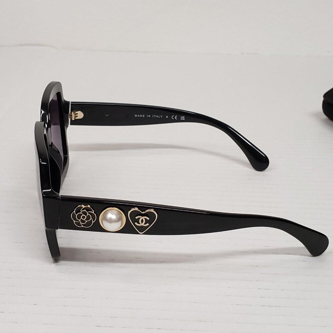 Chanel Acetate Charms Pearl Square Sunglasses 5479 - A Black Gold - Luxury Cheaper LLC