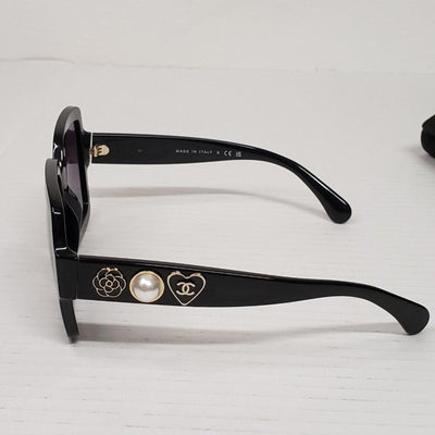 Chanel Acetate Charms Pearl Square Sunglasses 5479 - A Black Gold - Luxury Cheaper LLC