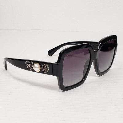 Chanel Acetate Charms Pearl Square Sunglasses 5479 - A Black Gold - Luxury Cheaper LLC