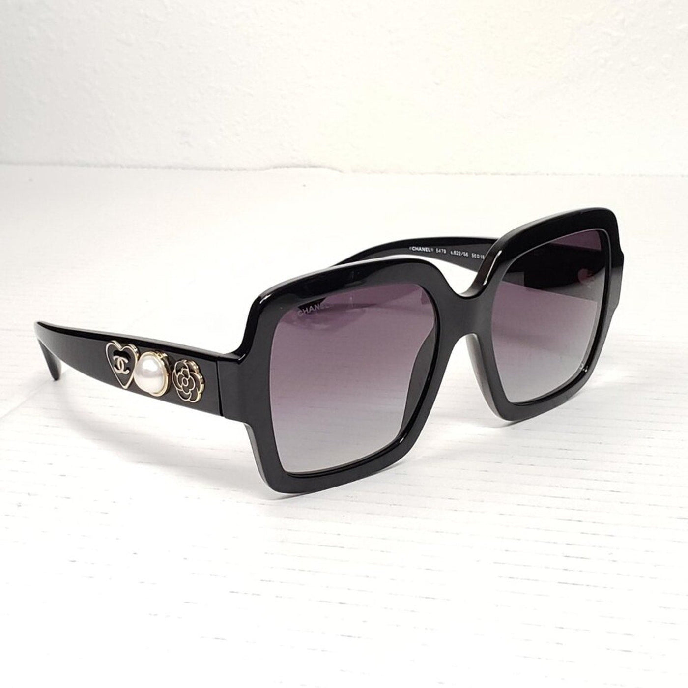 Chanel Acetate Charms Pearl Square Sunglasses 5479 - A Black Gold - Luxury Cheaper LLC