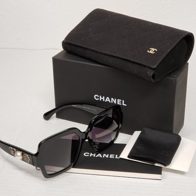 Chanel Acetate Charms Pearl Square Sunglasses 5479 - A Black Gold - Luxury Cheaper LLC