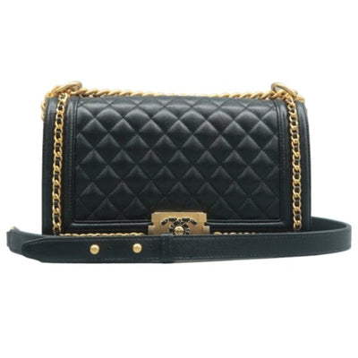 CHANEL Boy Black Leather Shoulder Bag - Luxury Cheaper LLC