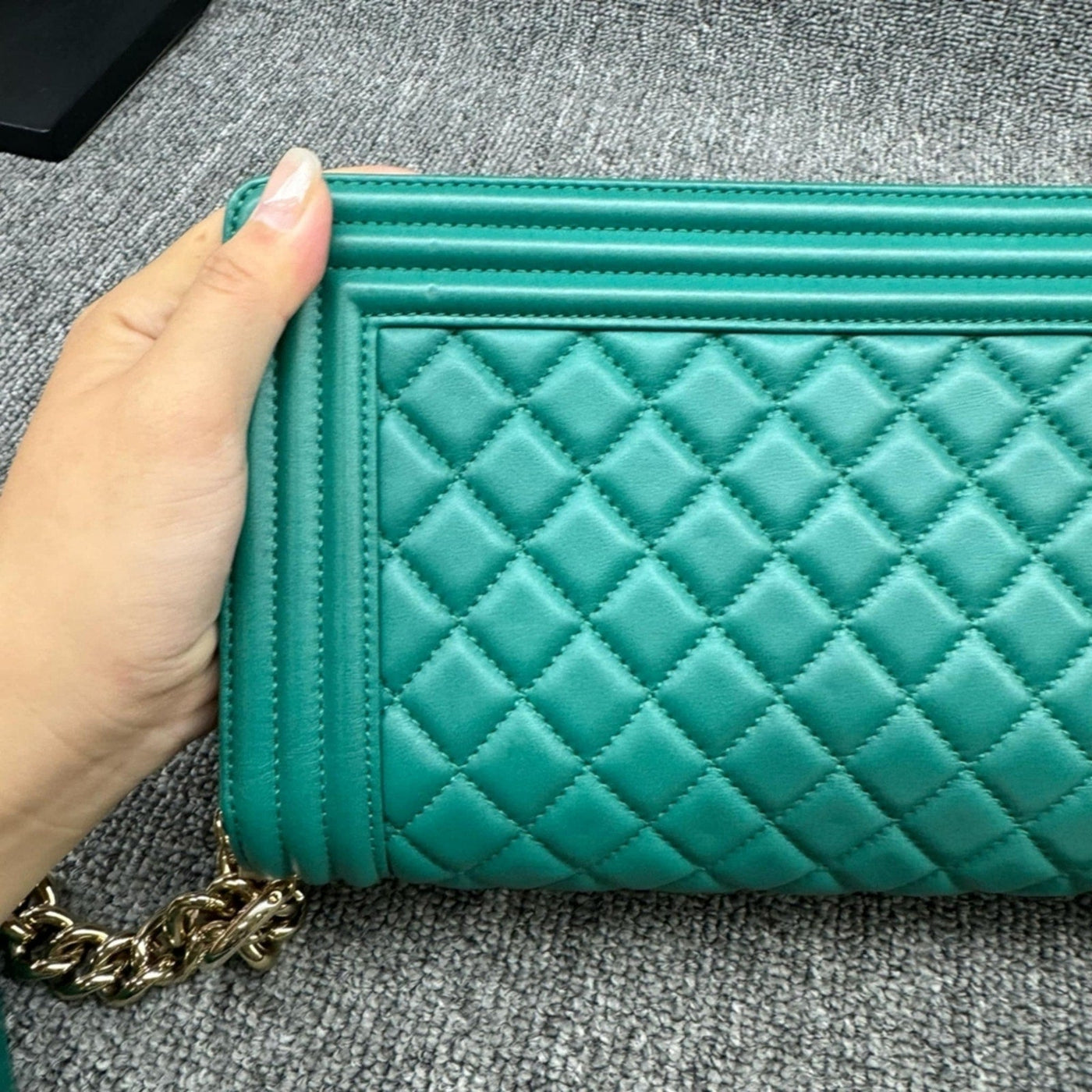 CHANEL Boy Green Leather Shoulder Bag - Luxury Cheaper LLC