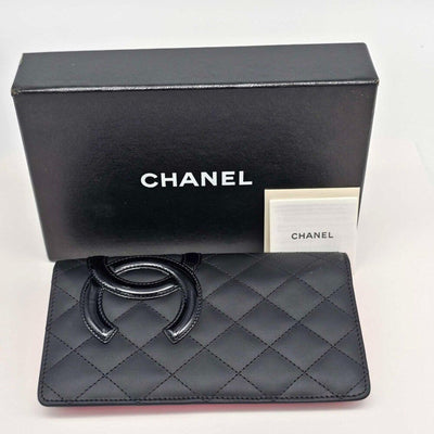 CHANEL Cambon Black Pink Lambskin Long Wallet lux385 - 043025 - Luxury Cheaper LLC