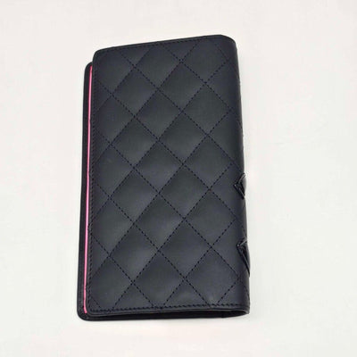 CHANEL Cambon Black Pink Lambskin Long Wallet lux385 - 043025 - Luxury Cheaper LLC