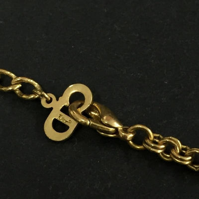 Christian Dior CD Logo Rhinestone Gold Tone Pendant Necklace lux70 - 100225 - Luxury Cheaper LLC