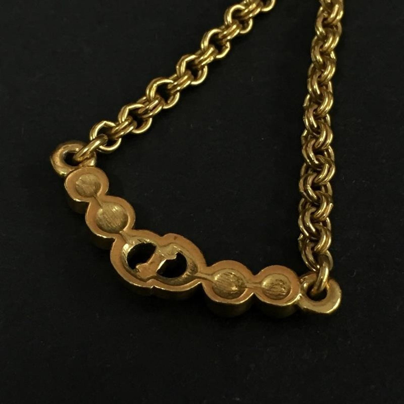 Christian Dior CD Logo Rhinestone Gold Tone Pendant Necklace lux70 - 100225 - Luxury Cheaper LLC