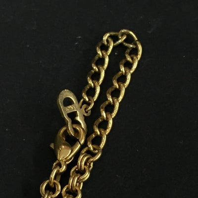 Christian Dior CD Logo Rhinestone Gold Tone Pendant Necklace lux70 - 100225 - Luxury Cheaper LLC