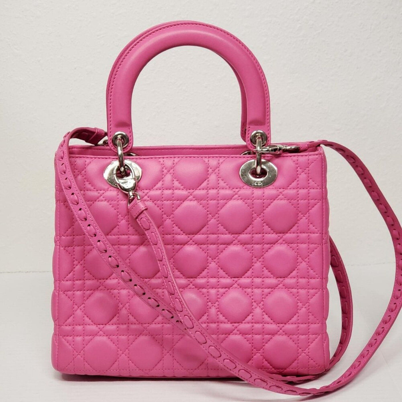 Christian Dior Lady Lambskin Pink Leather Medium Satchel Bag lux - 1525 - 091225 - Luxury Cheaper LLC